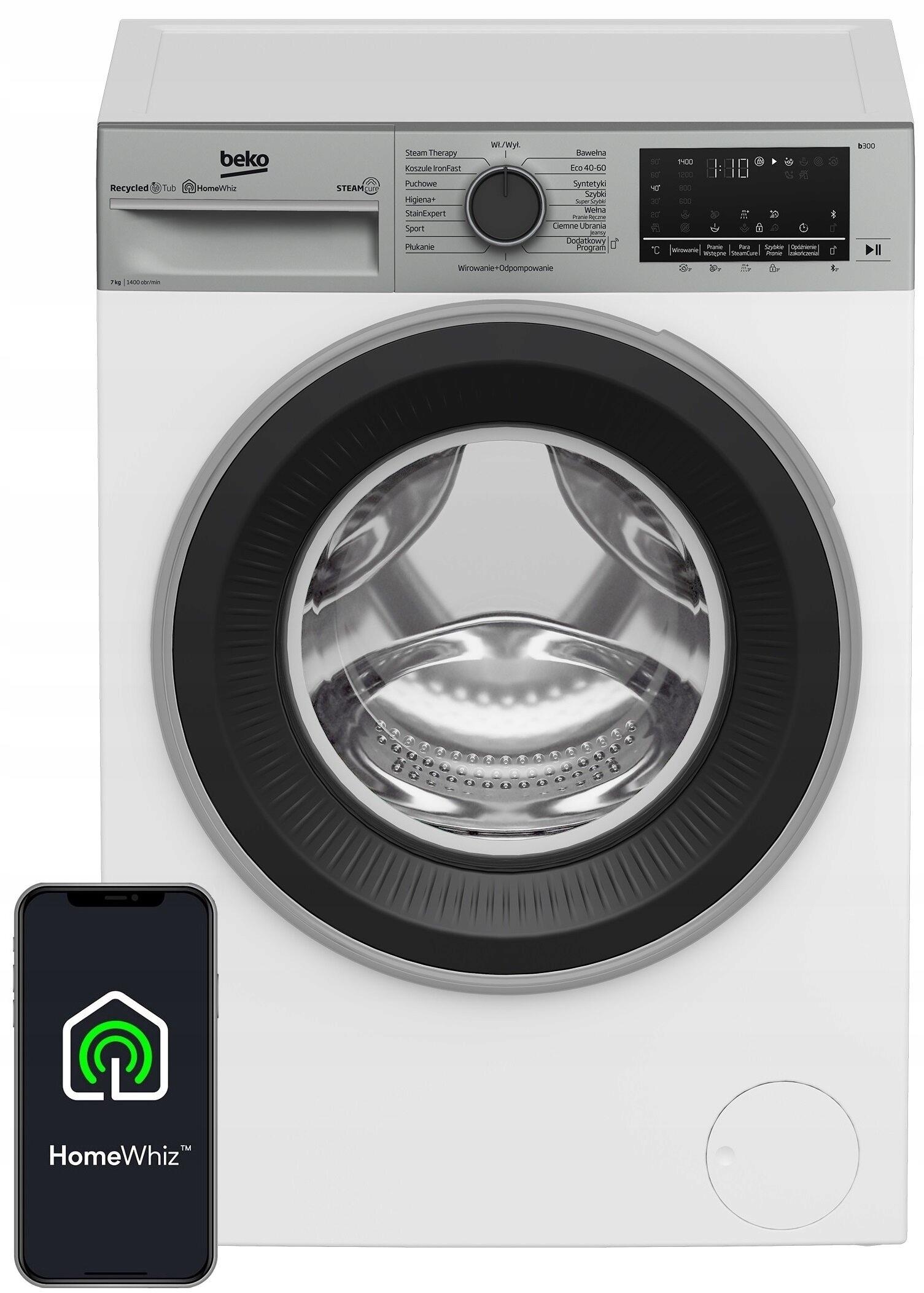 Pralka Beko b300 7 kg 1400 obr Para SLIM Inwerter HomeWhiz Bluetooth