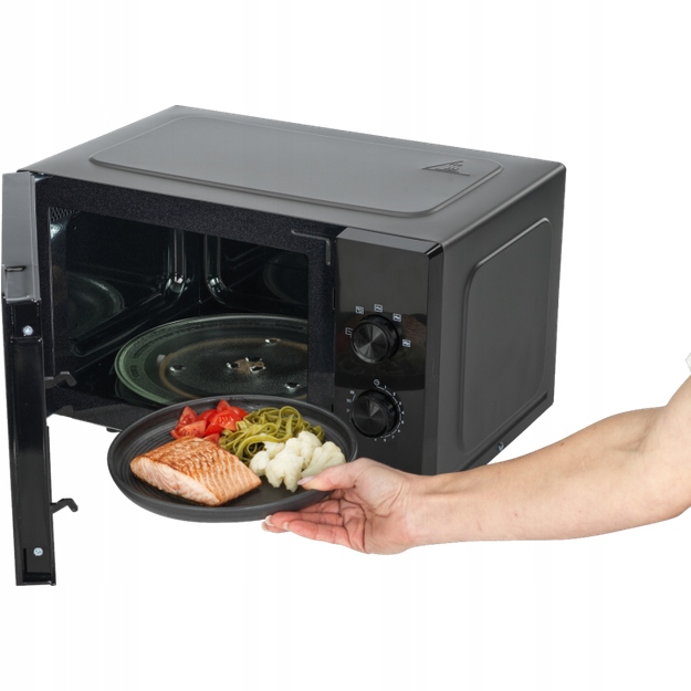 Kuchenka mikrofalowa Czarna 800W 23L Rozmrażanie 5 poziomów - obrazek 6