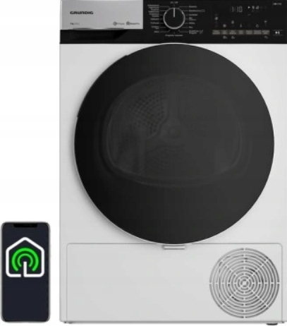 Suszarka GRUNDIG GT76724W 7kg Biała Pompa ciepła Inverter Para Smart A+++