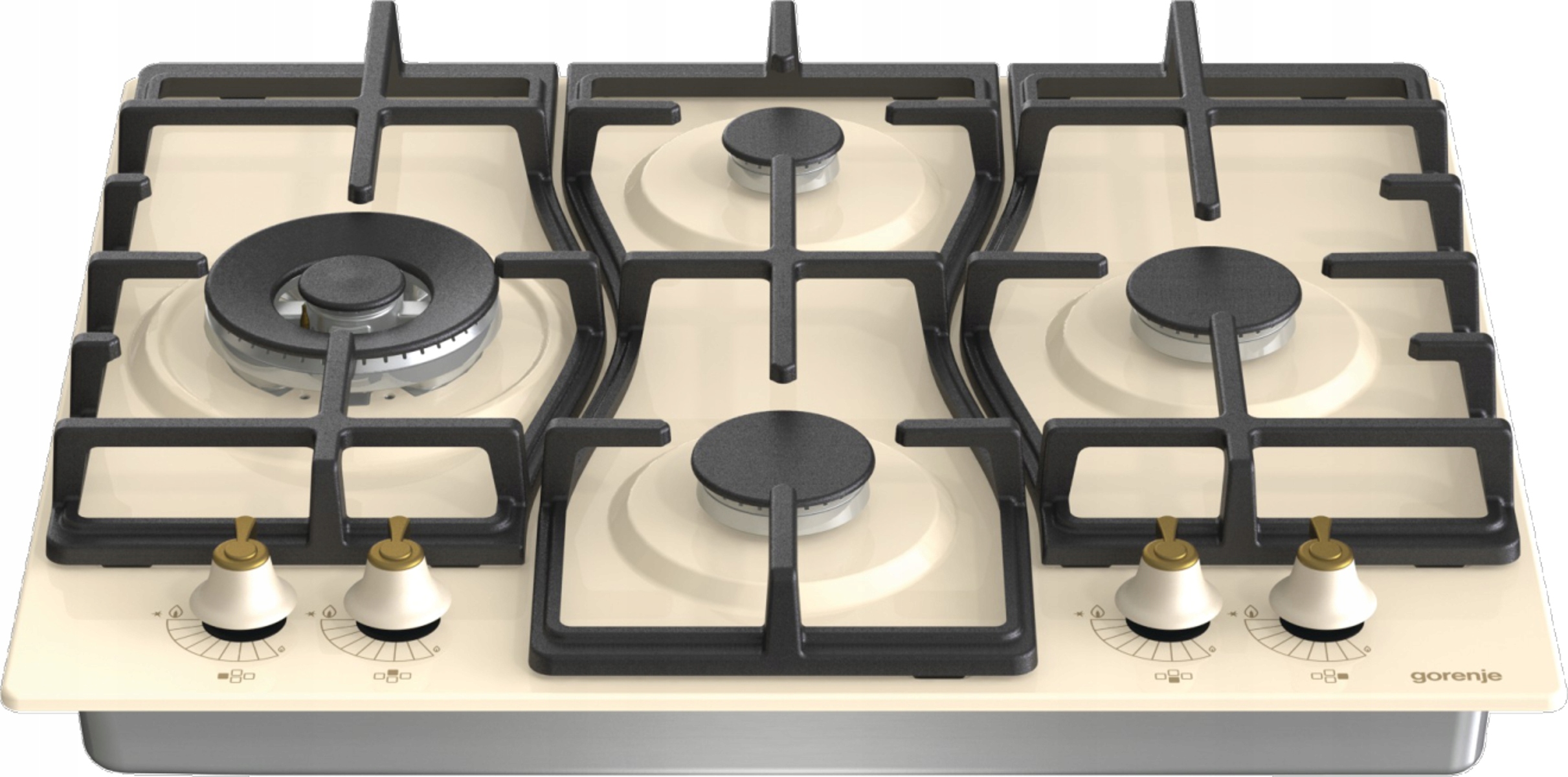 Płyta Gazowa GW6D42CLI Kremowa Retro Zapalarka Żeliwne Ruszty WOK 60 cm - obrazek 3