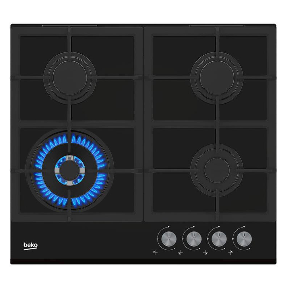 Płyta gazowa do zabudowy BEKO HILW64235S Czarna Szkło Żeliwne 60 cm WOK