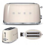 Toster Smeg TSF02CREU 1500W RETRO Kremowy 4 kromki Ecru Beżowy