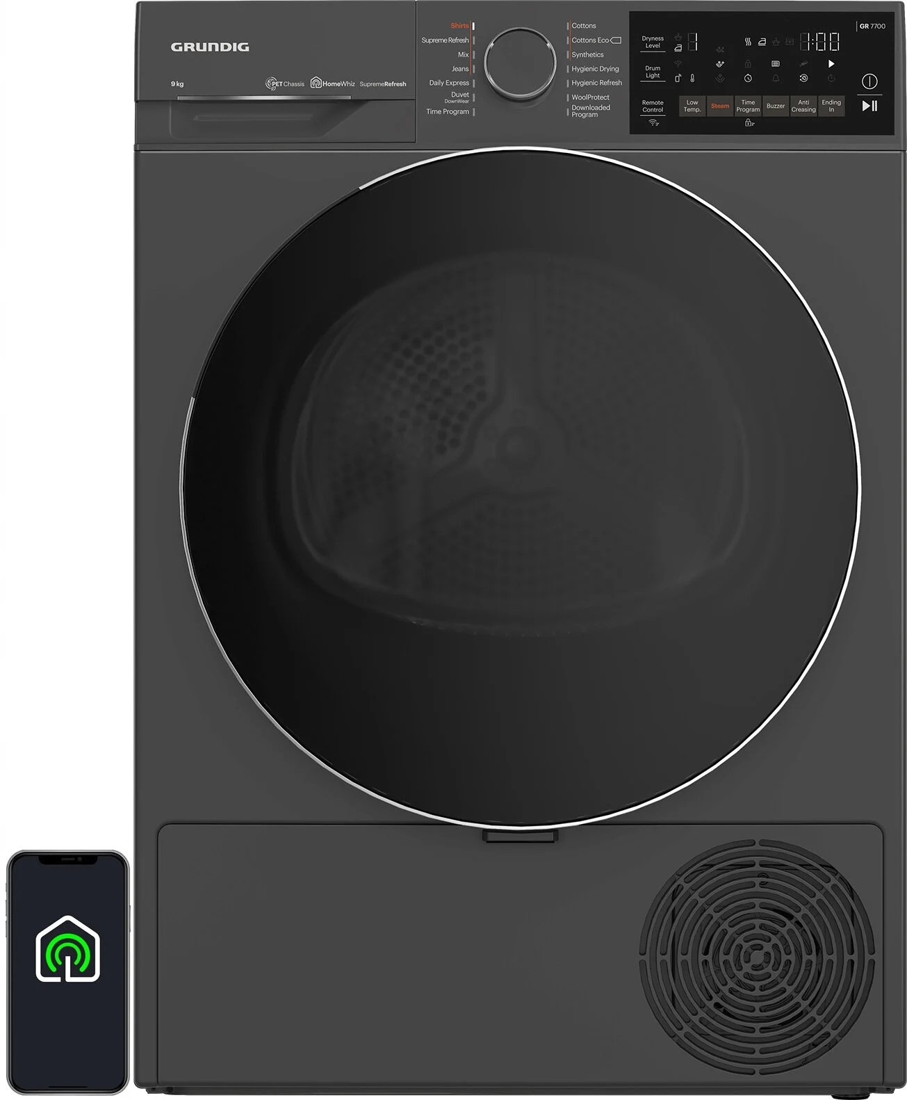 Suszarka GRUNDIG BM3T47249PBDC Pompa Inverter Slim 47 cm 7 kg WiFi A+++