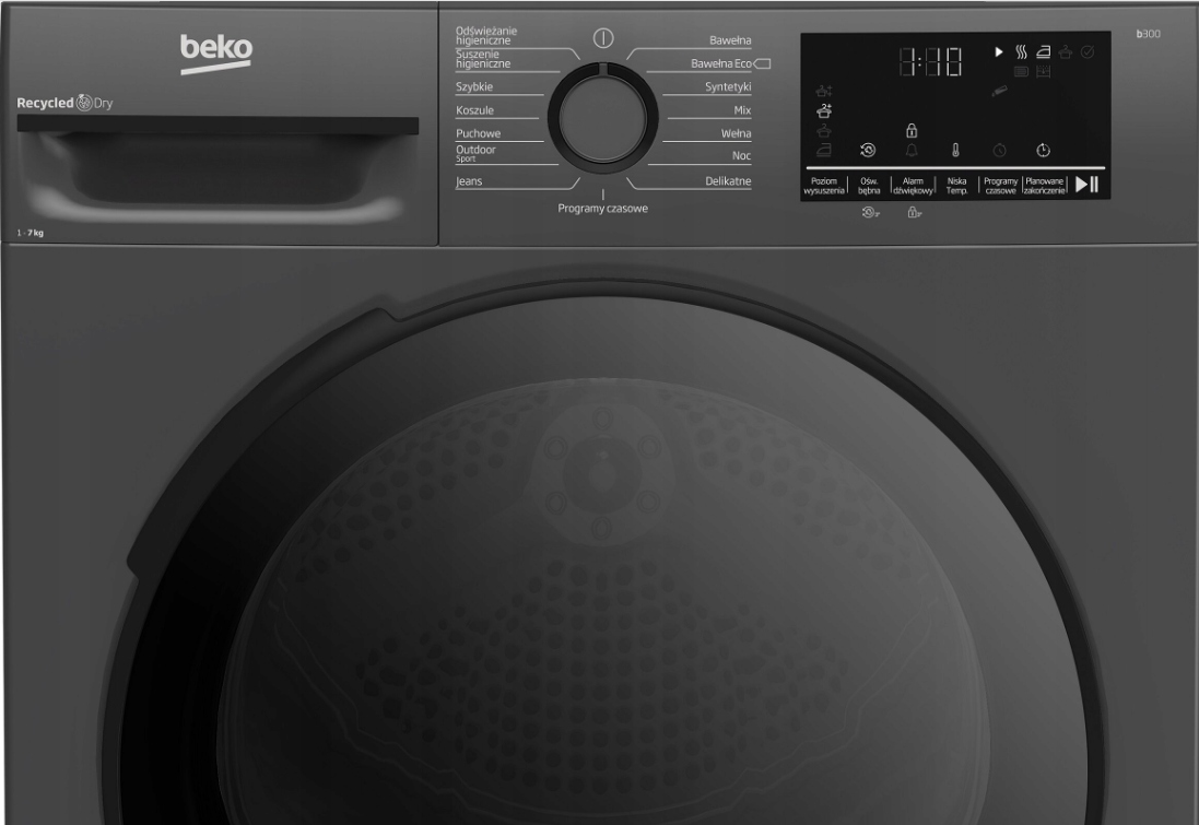 Suszarka Beko XBM3T47249M 7kg Czarna Pompa ciepła Inverter Slim A+++ - obrazek 4
