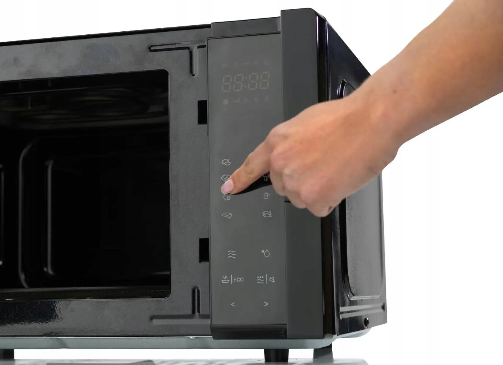 Kuchenka mikrofalowa Czarna 900W 25l Grill Rozmrażanie 25l Wyświetlacz - obrazek 3