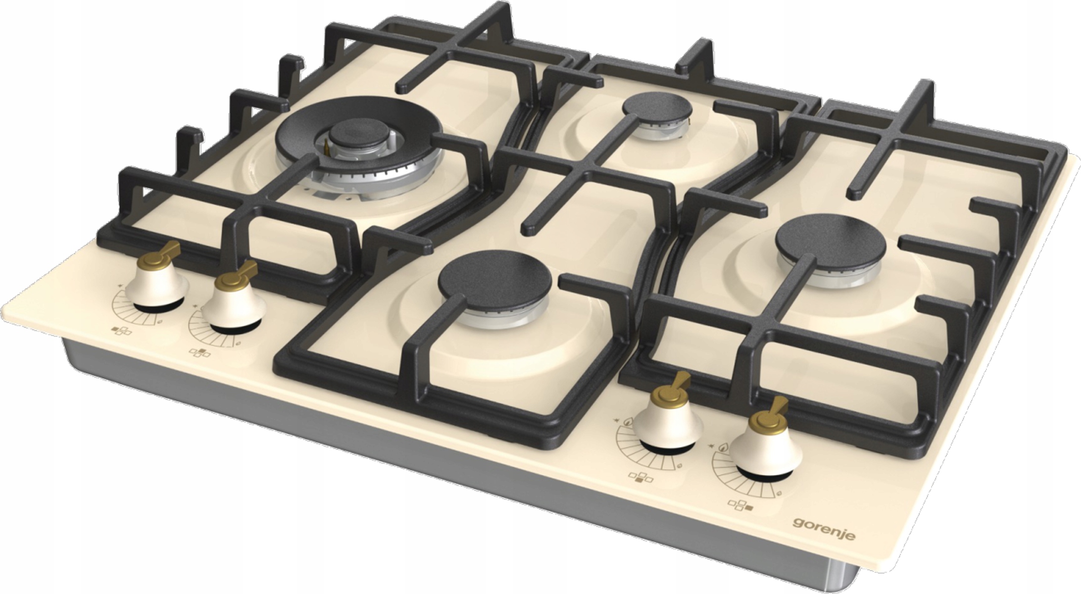 Płyta Gazowa GW6D42CLI Kremowa Retro Zapalarka Żeliwne Ruszty WOK 60 cm - obrazek 2