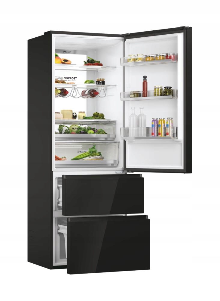 Lodówka Haier HTW7720DNGB Czarne szkło LED Komora świeżości Multiflow 70 cm - obrazek 6
