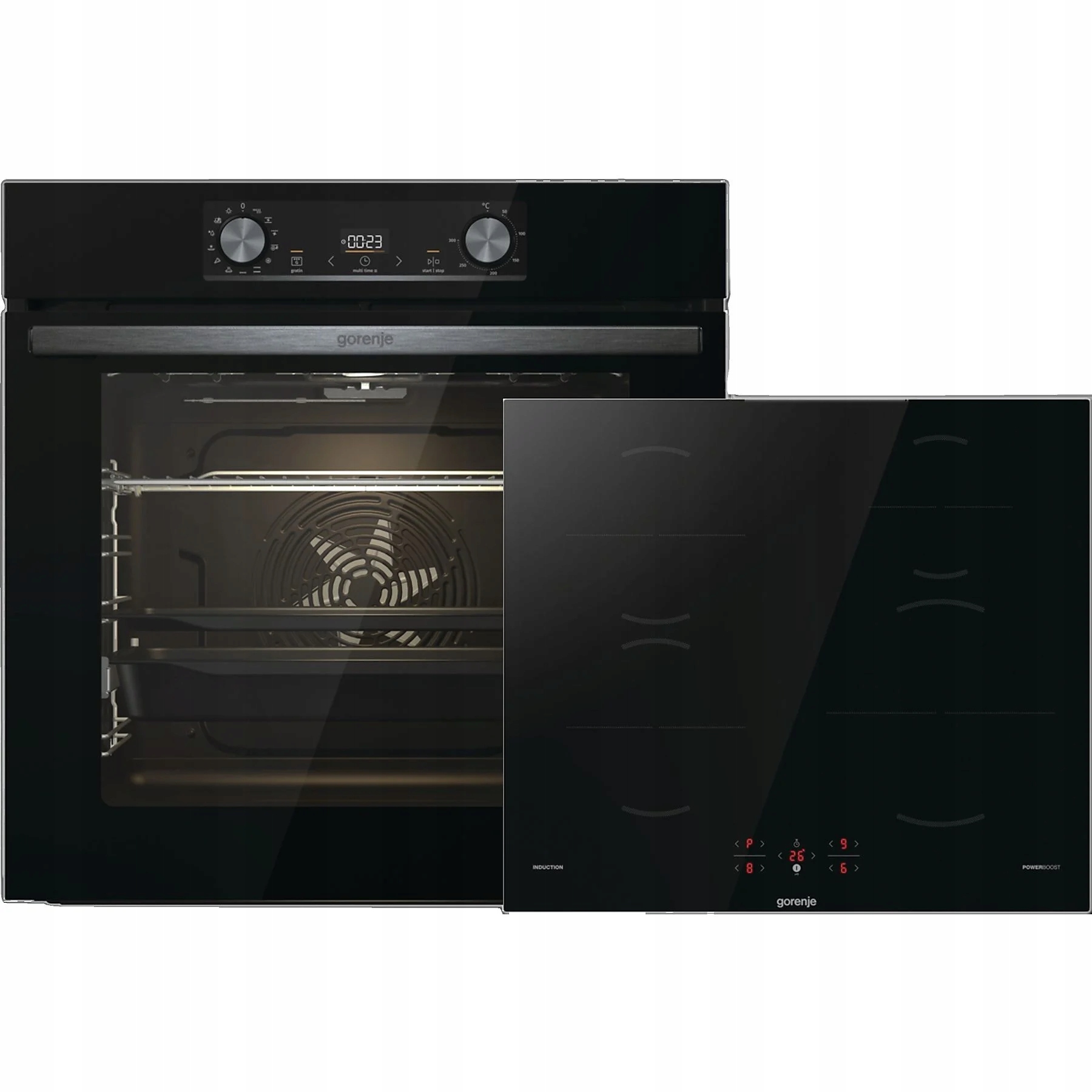 Zestaw czarny Gorenje piekarnik Para AirFry BOS6737E06BG + płyta GI6401BSC