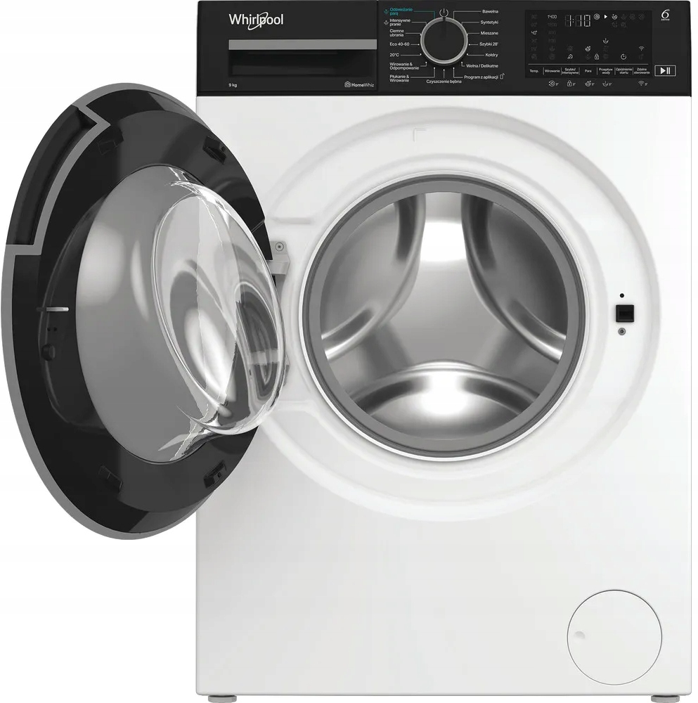 Zestaw Whirlpool pralka suszarka 9kg pompa ciepła AI HomeWhiz 6 Zmysł białe - obrazek 4