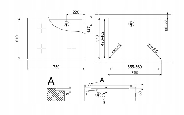 Płyta indukcyjna SMEG SI5743D1 75 cm 4 pola Booster Slider Keep Warm - obrazek 4