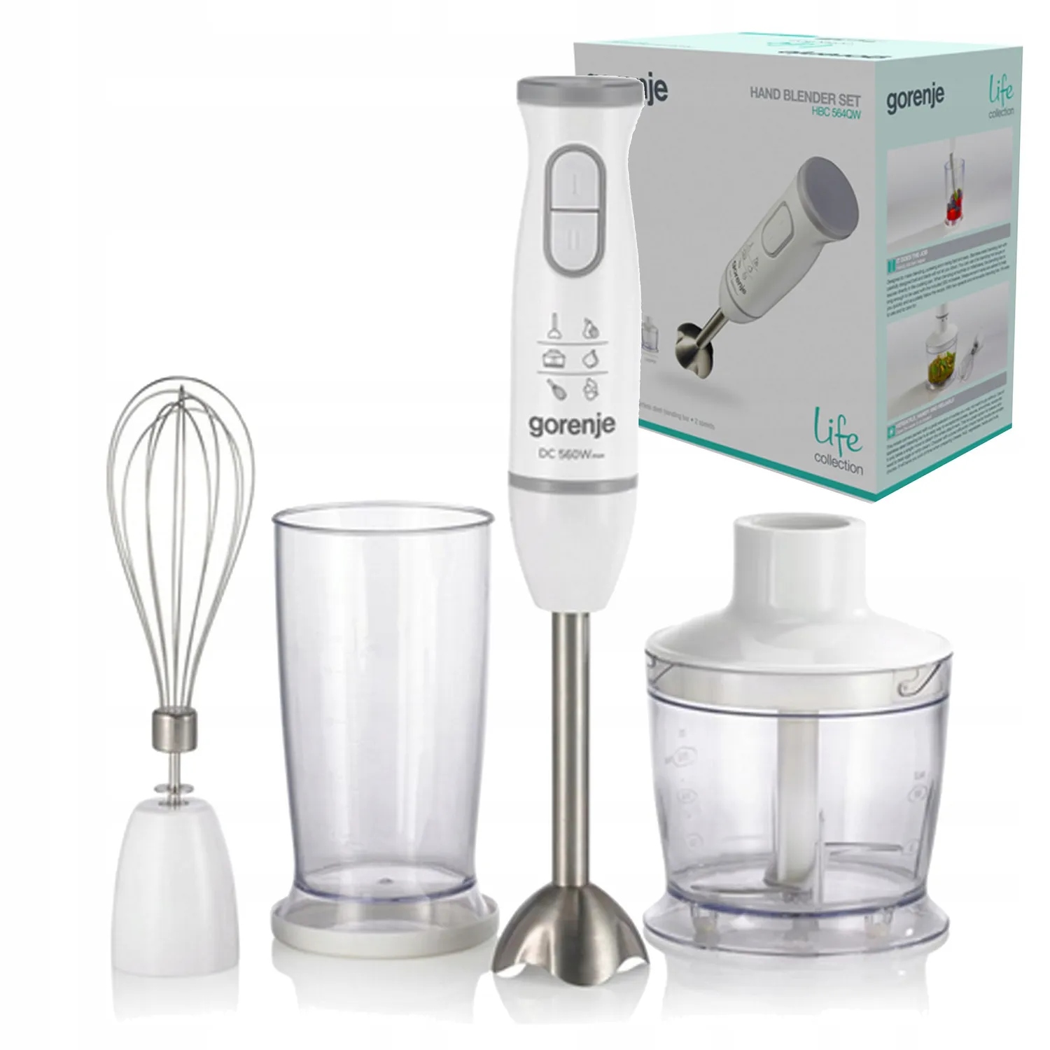 Mocny Blender Gorenje HBC564QW 560W biały miksowanie ubijanie rozdrabniacz