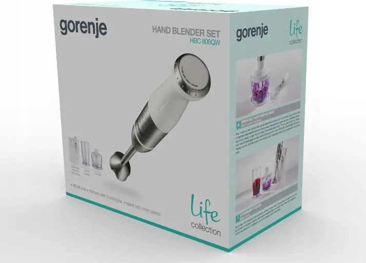 Blender ręczny Gorenje HBC806QW 800W Biały Misa Pojemnik regulacja - obrazek 3