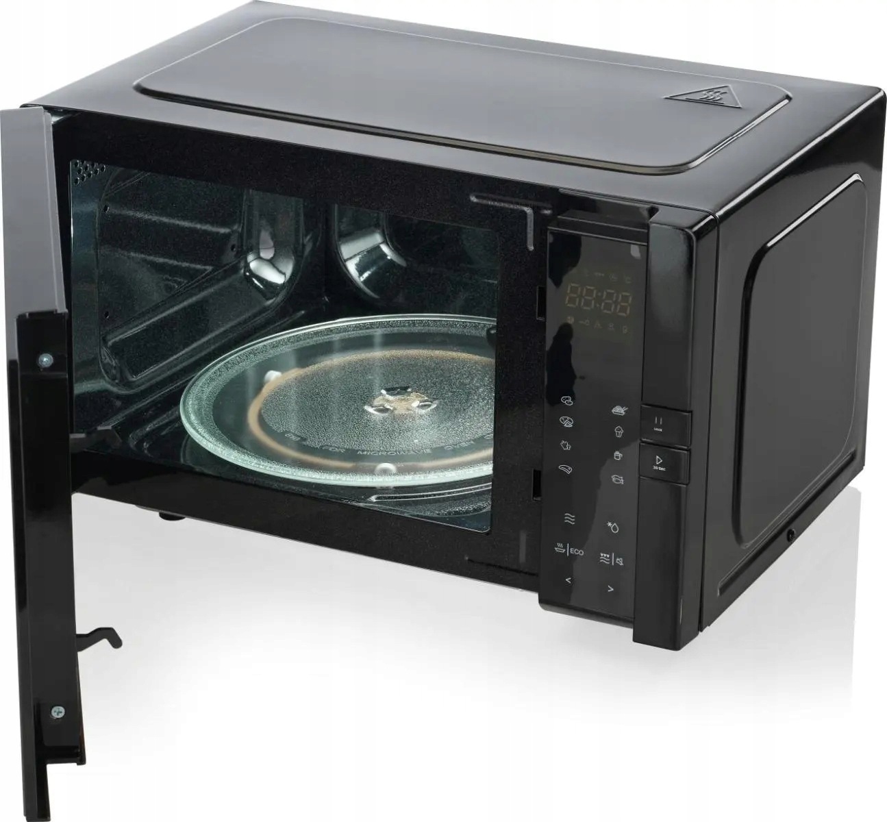 Kuchenka mikrofalowa Czarna 900W 25l Grill Rozmrażanie 25l Wyświetlacz - obrazek 2