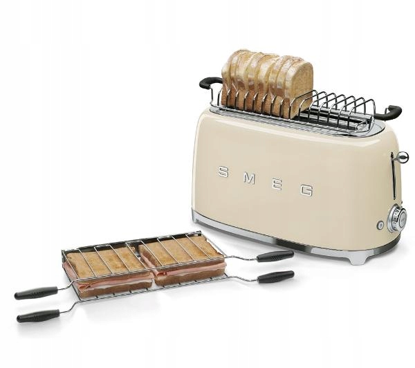 Toster Smeg TSF02CREU 1500W RETRO Kremowy 4 kromki Ecru Beżowy - obrazek 6