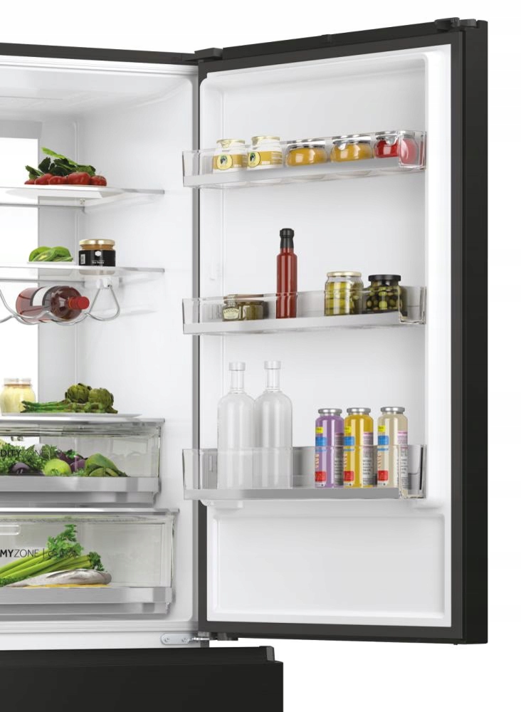 Lodówka Haier HTW7720DNGB Czarne szkło LED Komora świeżości Multiflow 70 cm - obrazek 5