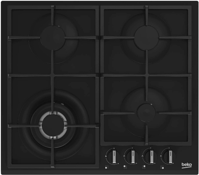 Płyta gazowa Beko HIYG 64225 SBOP 60cm 4pola Szkło Żeliwne WOK Czarny