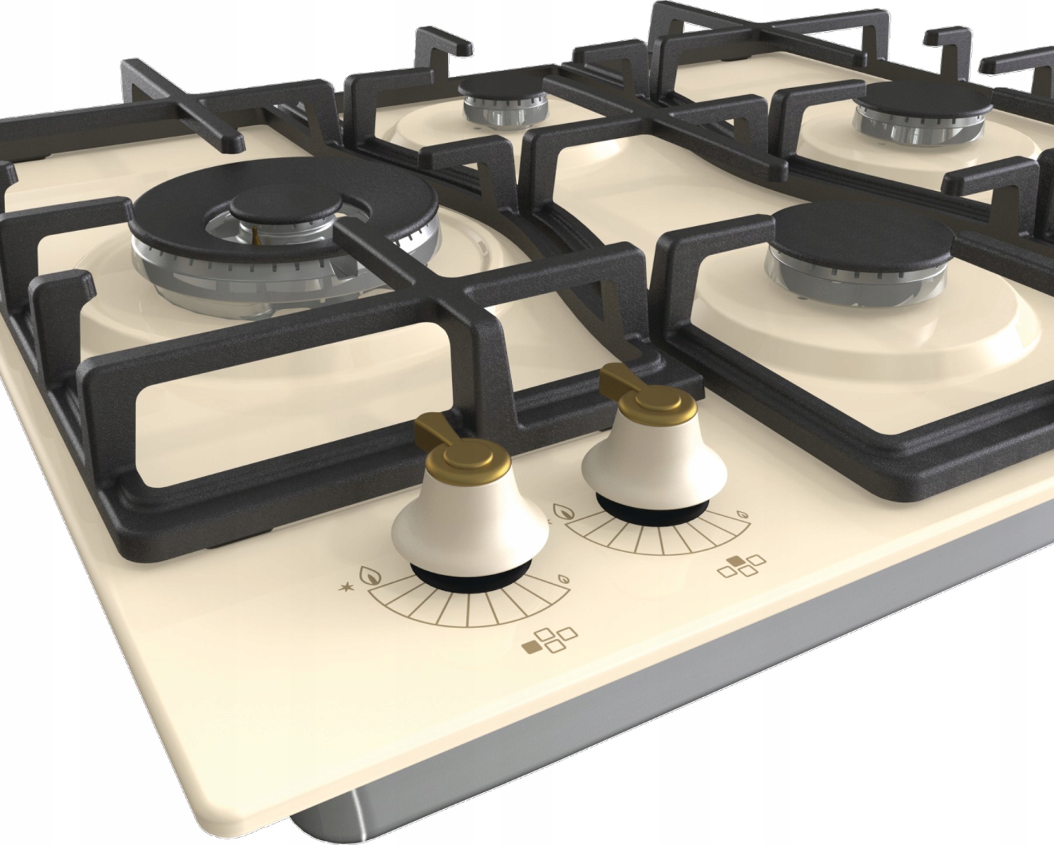 Płyta Gazowa GW6D42CLI Kremowa Retro Zapalarka Żeliwne Ruszty WOK 60 cm - obrazek 4