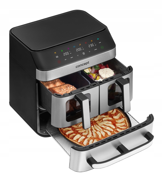 Frytkownica beztłuszczowa 18,5 l PIZZA TRIO FR9000 8 Funkcji 3 Szuflady 3w1 - obrazek 5